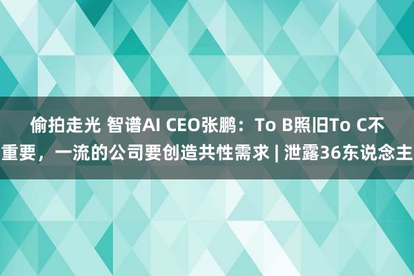 偷拍走光 智谱AI CEO张鹏：To B照旧To C不重要，一流的公司要创造共性需求 | 泄露36东说念主