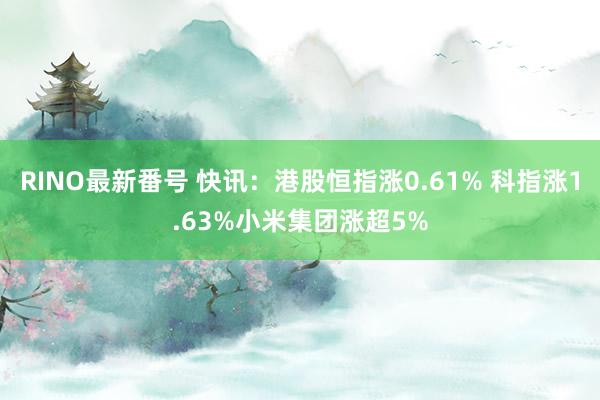 RINO最新番号 快讯：港股恒指涨0.61% 科指涨1.63%小米集团涨超5%