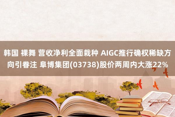 韩国 裸舞 营收净利全面栽种 AIGC推行确权稀缺方向引眷注 阜博集团(03738)股价两周内大涨22%