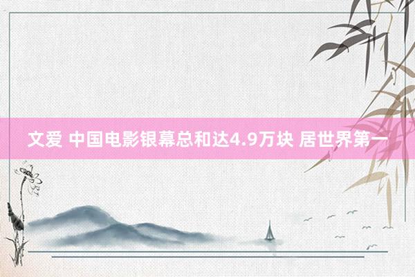 文爱 中国电影银幕总和达4.9万块 居世界第一